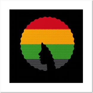 Afro Hair Woman with African Rasta Colors, Black History Posters and Art